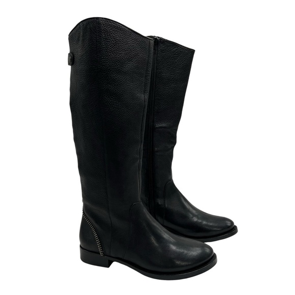 Arturo Chiang Shoes - Arturo Chiang Falicity Black Leather Knee High Zip Riding Boots Size 7.5M